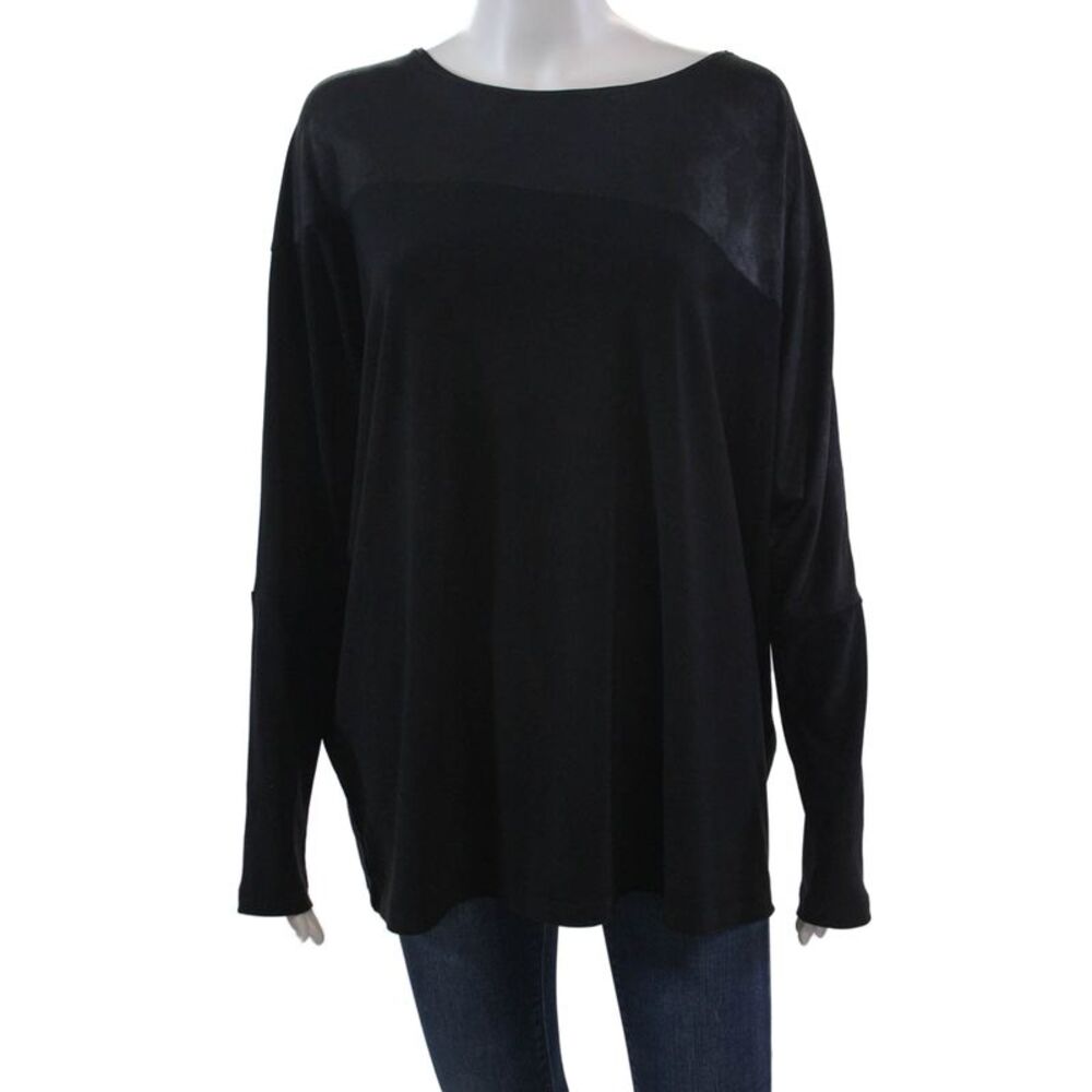 Simpli Womens Long Sleeve Round Neck Buttoned Blouse Black Size 14